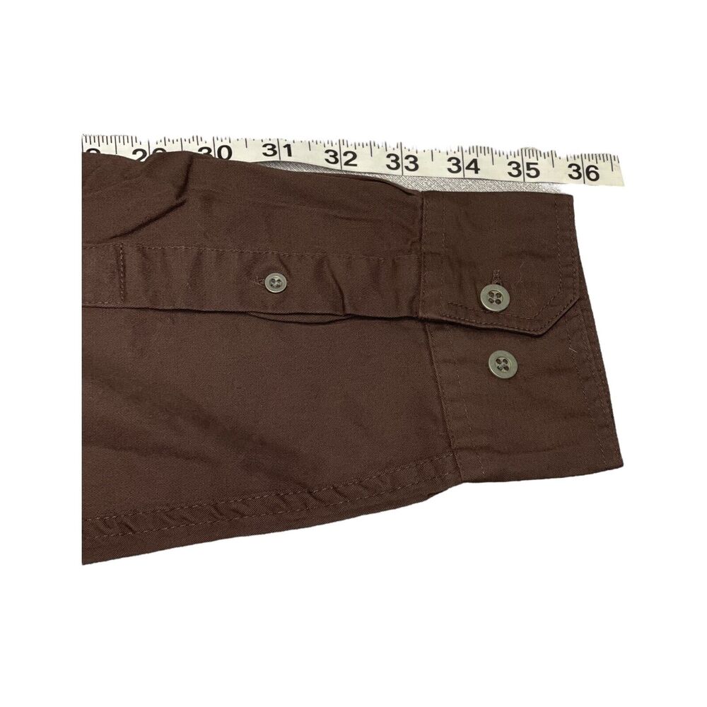 Haband Shirt Men Medium Brown 100% Cotton Pockets Collared Long Sleeve Button-Up - Picture 6 of 6
